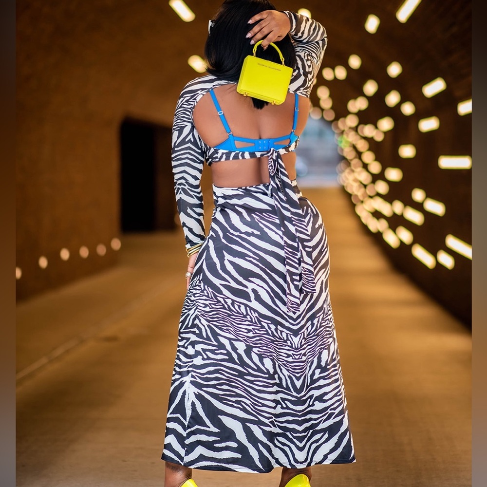 AFRM Zebra print cutout dress